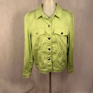 Stonebridge Signature Women’s Lime Green Snap Front Jacket L Made USA